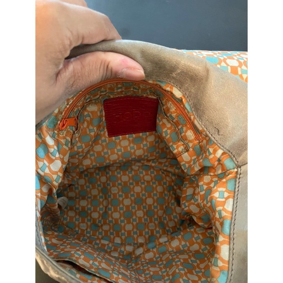 Hobo Original Leather Small Crossbody Bag Gray Studded Modern Lagenlook - Picture 4 of 9